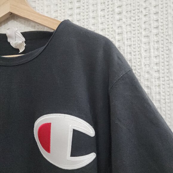 Vintage Champion blue tag logo tee black shirt 70s Oversized Logo Size XXL - Picture 6 of 11